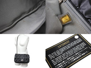CHANEL シャネル パリビザンス マトラッセ チェーンショルダーバッグ ココマーク 14番台 ブラック ナイロン レザー 美品 中古 64107
