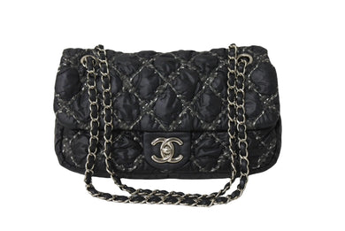 CHANEL シャネル パリビザンス マトラッセ チェーンショルダーバッグ ココマーク 14番台 ブラック ナイロン レザー 美品 中古 64107