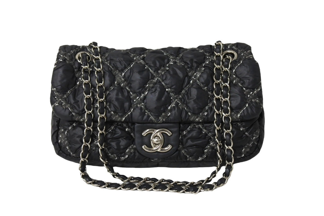 CHANEL シャネル パリビザンス マトラッセ チェーンショルダーバッグ ココマーク 14番台 ブラック ナイロン レザー 美品 中古 64107