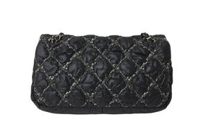 CHANEL シャネル パリビザンス マトラッセ チェーンショルダーバッグ ココマーク 14番台 ブラック ナイロン レザー 美品 中古 64107