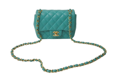 CHANEL シャネル マトラッセ17 チェーンショルダーバック 35200 ラムスキン 27番台 エメラルドグリーン ゴールド金具 美品 中古 64108