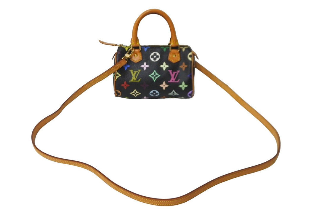 極美品 LOUIS VUITTON ルイヴィトン ハンドバッグ M92644 ミニスピーディ モノグラムマルチカラー ブラック ゴールド 中古 64110