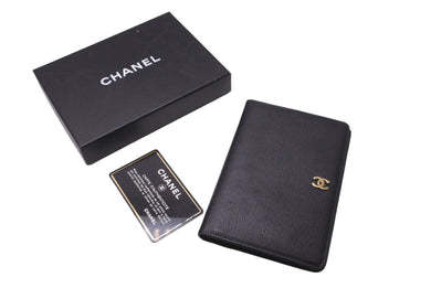 CHANEL シャネル 二つ折り財布 6番台 ココマーク レザー ブラック ゴールド カードポケット コインケース 良品 中古 64114