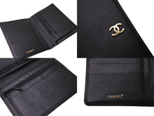 Load image into Gallery viewer, CHANEL シャネル 二つ折り財布 6番台 ココマーク レザー ブラック ゴールド カードポケット コインケース 良品 中古 64114
