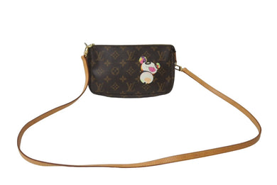 LOUIS VUITTON ルイヴィトン ハンドバッグ ポシェット アクセソワール 村上隆 M51981 パンダ モノグラム ゴールド金具 美品 中古 64115