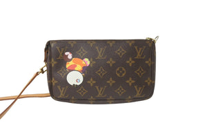 LOUIS VUITTON ルイヴィトン ハンドバッグ ポシェット アクセソワール 村上隆 M51981 パンダ モノグラム ゴールド金具 美品 中古 64115