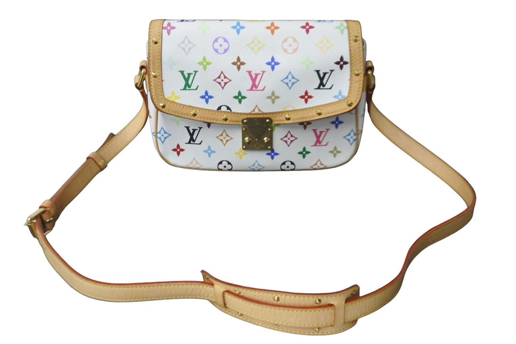LouisVuitton ルイヴィトン ソローニュ ショルダーバッグ モノグラムマルチカラー M92661 ホワイト ゴールド金具 美品 中古 64117