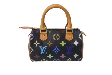 極美品 LOUIS VUITTON ルイヴィトン ハンドバッグ M92644 ミニスピーディ モノグラムマルチカラー ブラック ゴールド 中古 64120