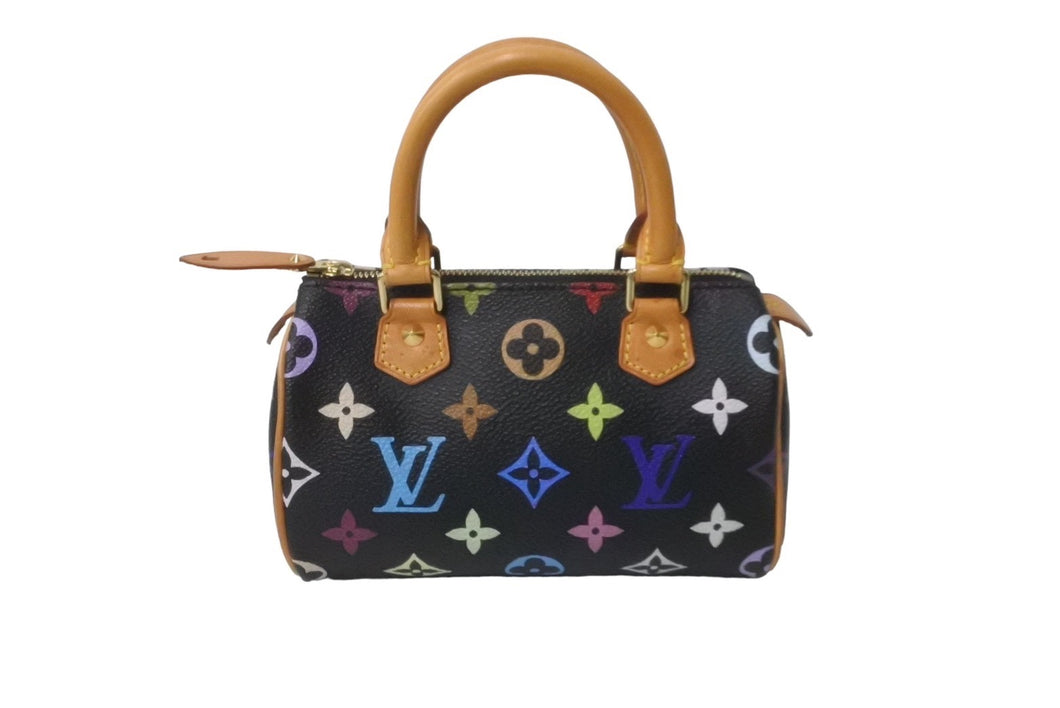 極美品 LOUIS VUITTON ルイヴィトン ハンドバッグ M92644 ミニスピーディ モノグラムマルチカラー ブラック ゴールド 中古 64120