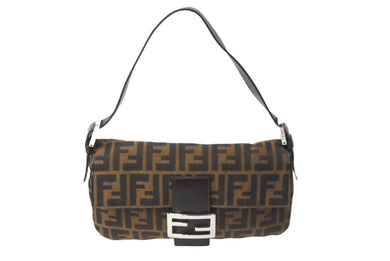 FENDI フェンディ マンマバケット ハンドバッグ アクセサリーポーチ ズッカ柄 ブラウン シルバー金具 美品 中古 64127 