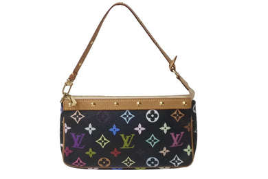 LOUIS VUITTON ルイヴィトン ポシェット アクセソワ―ル モノグラム マルチカラー M92648 村上隆 ブラック 美品 中古 64128