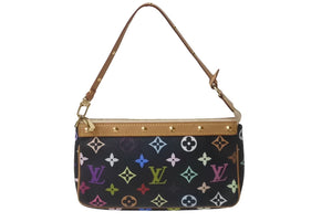 LOUIS VUITTON ルイヴィトン ポシェット アクセソワ―ル モノグラム マルチカラー M92648 村上隆 ブラック 美品 中古 64128