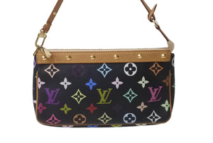 LOUIS VUITTON ルイヴィトン ポシェット アクセソワ―ル モノグラム マルチカラー M92648 村上隆 ブラック 美品 中古 64128