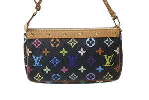 LOUIS VUITTON ルイヴィトン ポシェット アクセソワ―ル モノグラム マルチカラー M92648 村上隆 ブラック 美品 中古 64128