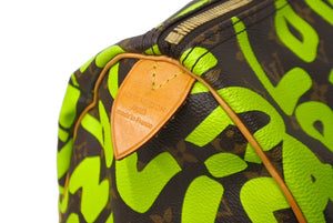 LOUIS VUITTON ルイ ヴィトン キーポル50 モノグラム グラフィティ スティーブン スプラウス M93700 グリーン 美品 中古 64130