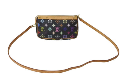 LOUIS VUITTON ルイヴィトン ポシェット アクセソワ―ル モノグラム マルチカラー M92648 村上隆 ブラック 美品 中古 64136