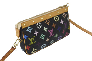 LOUIS VUITTON ルイヴィトン ポシェット アクセソワ―ル モノグラム マルチカラー M92648 村上隆 ブラック 美品 中古 64136