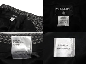 CHANEL シャネル ツイードコート P38997V28200 ブラック ホワイト サイズ38 美品 中古 64139
