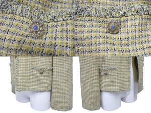 CHANEL シャネル ジャケット ツイード ノーカラー ショート丈 サイズ46 P40226V25597 イエロー 美品 中古 64152