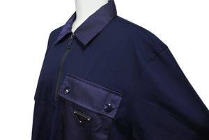 同様に PRADA プラダ ジップアップ ポロシャツ トライアングルロゴ ナイロンポケット UJN602 サイズM ネイビー 中古 64156 