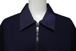 同様に PRADA プラダ ジップアップ ポロシャツ トライアングルロゴ ナイロンポケット UJN602 サイズM ネイビー 中古 64156 