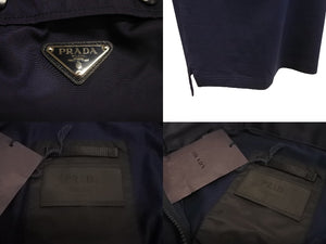 同様に PRADA プラダ ジップアップ ポロシャツ トライアングルロゴ ナイロンポケット UJN602 サイズM ネイビー 中古 64156 