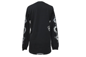極美品 CHROME HEARTS クロムハーツ 長袖Ｔシャツ サイズS CHクロス ホースシュー プリント ブラック コットン 中古 64163