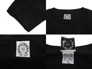 極美品 CHROME HEARTS クロムハーツ 長袖Ｔシャツ サイズS CHクロス ホースシュー プリント ブラック コットン 中古 64163