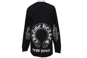 CHROME HEARTS クロムハーツ 長袖Ｔシャツ サイズS NEW YORK限定 ホースシュープリント ブラック コットン 良品 中古 64164