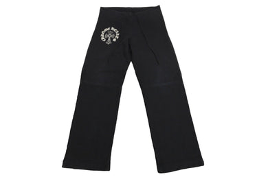 CHROME HEARTS クロムハーツ スクロールラベル プリント スウェット パンツ ブラック ロゴ クロス サイズXS 美品 中古 64166