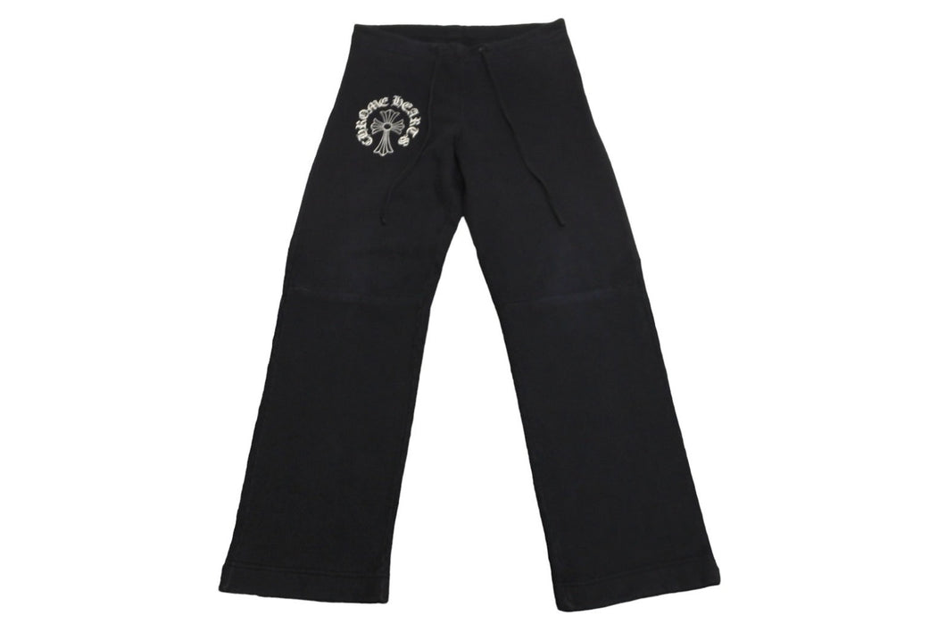 CHROME HEARTS クロムハーツ スクロールラベル プリント スウェット パンツ ブラック ロゴ クロス サイズXS 美品 中古 64166