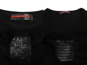 極美品 PRADA SPORTS プラダスポーツ バックポケット デザイン タンクトップ ブラック ノースリーブ ロゴ サイズXS 中古 64167