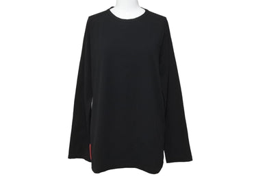 極美品 PRADA SPORTS プラダスポーツ バックポケット デザイン 長袖Ｔシャツ ブラック ジップ ロゴ トップス サイズS 中古 64169