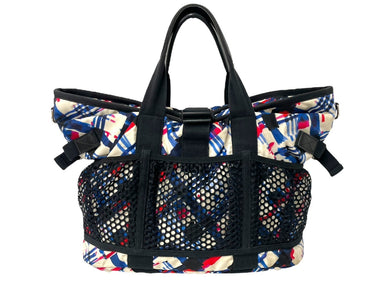 CHANEL シャネル エアライン トートバッグ A93325 22番台 ナイロン コットン ホワイト ブラック ブルー レッド 良品 中古 64179
