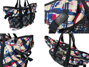 CHANEL シャネル エアライン トートバッグ A93325 22番台 ナイロン コットン ホワイト ブラック ブルー レッド 良品 中古 64179