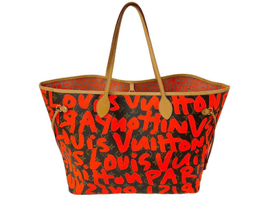 LOUIS VUITTON ルイヴィトン モノグラムグラフィティ ネヴァーフルGM トートバッグ M93702 ブラウン オレンジ 美品 中古 64180