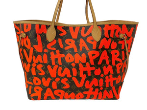 LOUIS VUITTON ルイヴィトン モノグラムグラフィティ ネヴァーフルGM トートバッグ M93702 ブラウン オレンジ 美品 中古 64180