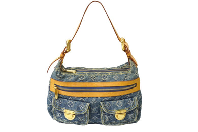 LOUIS VUITTON ルイ ヴィトン モノグラムデニム バギーPM ショルダーバッグ M95049 ブルー ブラウン 美品 中古 64184