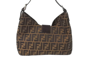 極美品 FENDI フェンディマンマバケット ワンショルダーバッグ ブラウン シルバー金具 中古 64185 