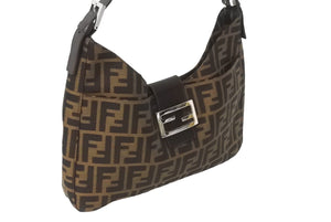 極美品 FENDI フェンディマンマバケット ワンショルダーバッグ ブラウン シルバー金具 中古 64185 