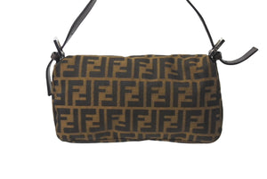 FENDI フェンディ マンマバケット ハンドバッグ ズッカ柄 ブラウン シルバー金具 キャンバス レザー 美品 中古 64186 