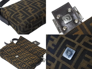 FENDI フェンディ マンマバケット ハンドバッグ ズッカ柄 ブラウン シルバー金具 キャンバス レザー 美品 中古 64186 