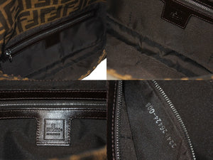 FENDI フェンディ マンマバケット ハンドバッグ ズッカ柄 ブラウン シルバー金具 キャンバス レザー 美品 中古 64186 