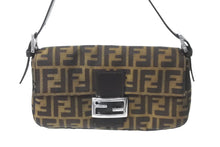 画像をギャラリービューアに読み込む, FENDI フェンディ マンマバケット ハンドバッグ ズッカ柄 ブラウン シルバー金具 キャンバス レザー 美品 中古 64187 