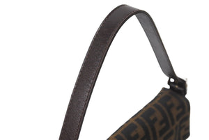 FENDI フェンディ マンマバケット ハンドバッグ ズッカ柄 ブラウン シルバー金具 キャンバス レザー 美品 中古 64187 