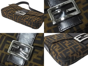 FENDI フェンディ マンマバケット ハンドバッグ ズッカ柄 ブラウン シルバー金具 キャンバス レザー 美品 中古 64187 