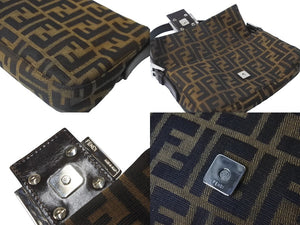 FENDI フェンディ マンマバケット ハンドバッグ ズッカ柄 ブラウン シルバー金具 キャンバス レザー 美品 中古 64187 