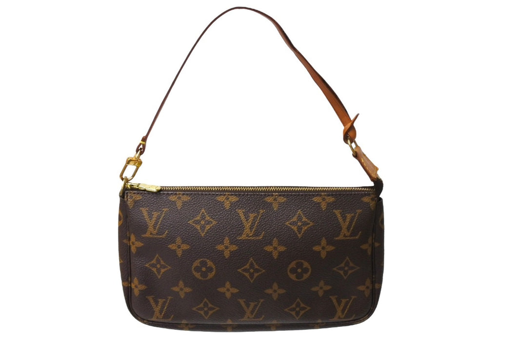 LOUISVUITTON ルイヴィトン ミニアクセサリーポーチ ポシェットアクセソワール モノグラム ブラウン ベージュ 中古 64189