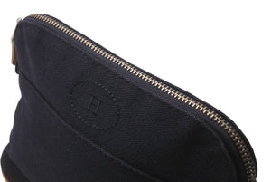 HERMES エルメス ボリードポーチ ミニ ロゴ ラウンド型 キャンバス レザー ブラック ブラウン シルバー金具 良品 中古 64191