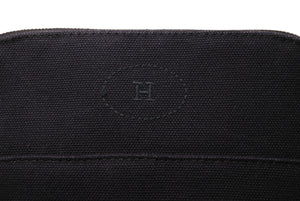 HERMES エルメス ボリード ポーチ ブラック ノワール アクセサリーポーチ 小物 ロゴ コットン 美品 中古 64192